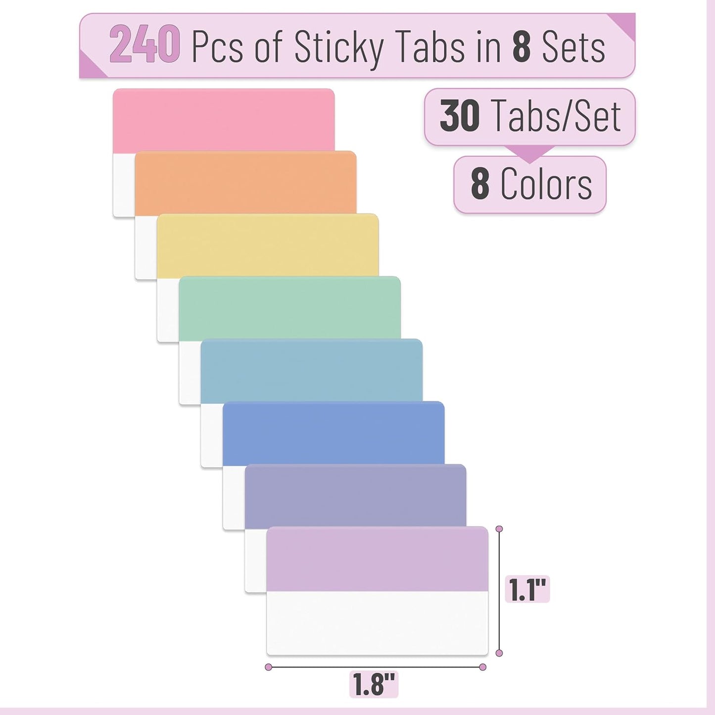 Mr. Pen- Sticky Index Tabs, 240 Pcs, Colorful Sticky Tabs for Notebooks, Page Markers, Page Tabs for Binders, Page Tabs Sticky Tabs for Books, Notebook Tabs, Book Sticky Tabs for Notebooks
