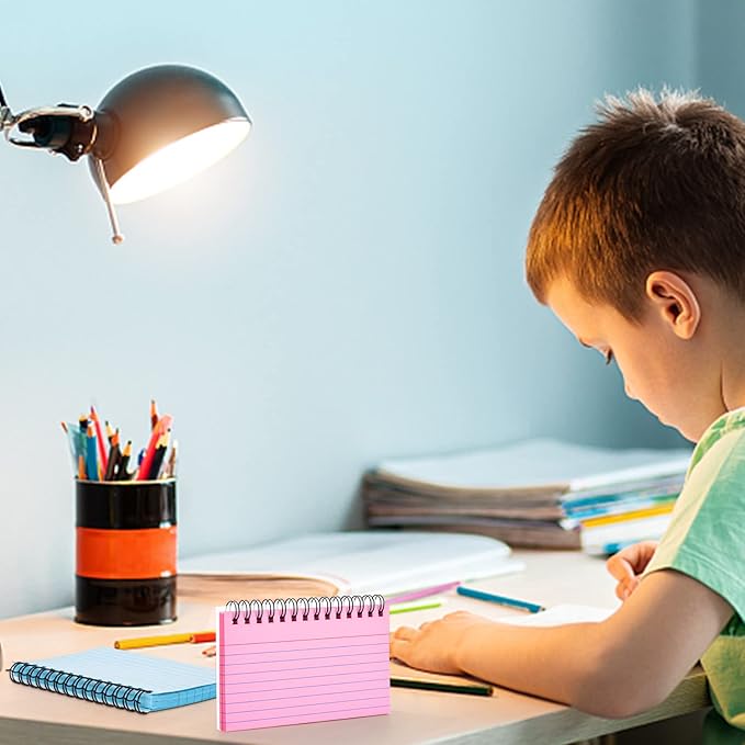 FRIUSATE 150 Sheets Flash Cards 3x5 Inches Spiral Bound Index Cards Colored Ruled Index Cards with Ring Colorful Notecards Flashcards for Studying Nursing School Office Taking to Do List