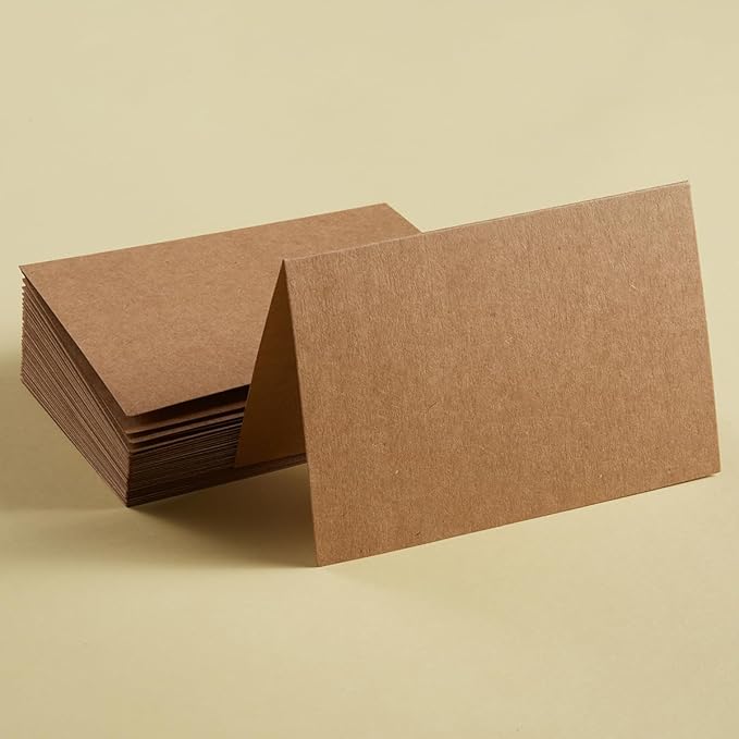 50 Pack Blank Cards Folded Cardstock Thank You Blank Greeting Cards for Invitations, Wedding, Greeting Cards, All Occasion DIY (Brown, 3x5)
