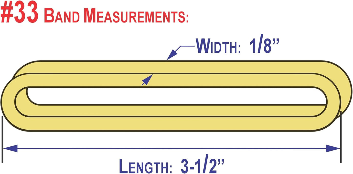 3-1/2" x 1/8'' - Size #33 - Rubber Band Depot - Everyday Rubber Bands, Business Bands - Approximately 100 Per Bag - 1/8 Pound Bag