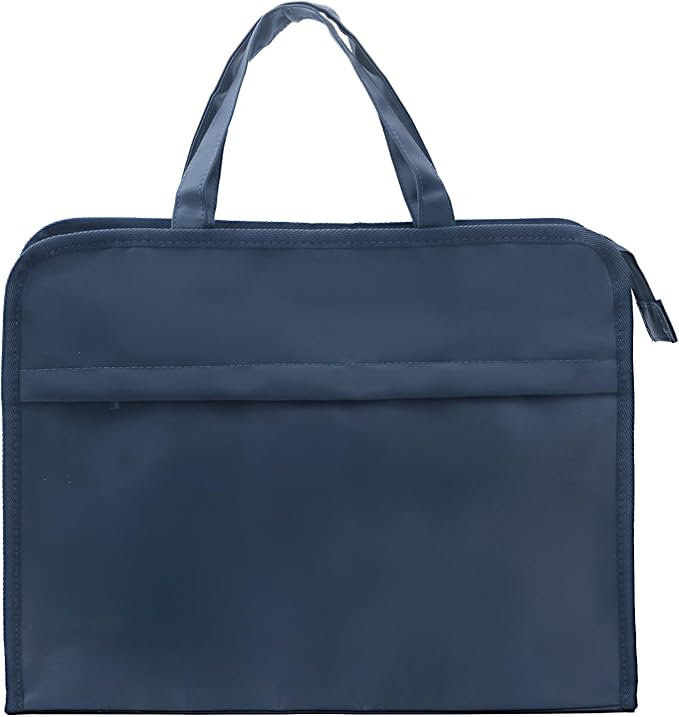 M&G Oxford Zipper Document Bag, Double Layer Waterproof Handle Document Tote Bag for Carrying Paper Documents Books Computer 1 Pack (Dark Blue)