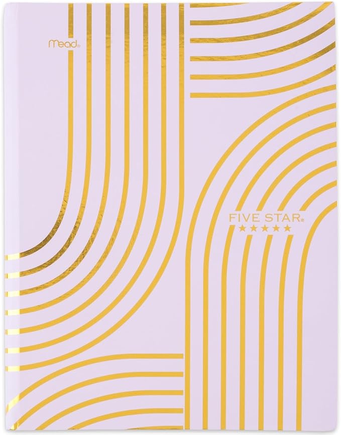 Five Star Composition Notebook, College Ruled, 9-3/4" x 7-1/2", 80 Sheets, Hardcover, Metallic Gold Arches (850111F-AMZ)