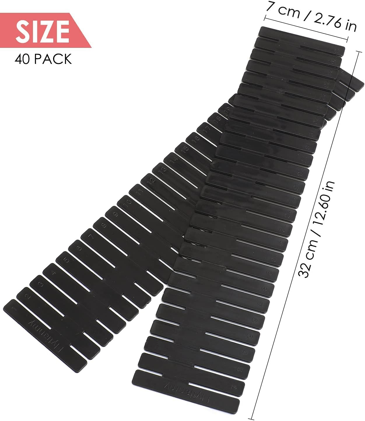 40Pcs Drawer Dividers, Adjustable Drawer Organizer for Socks, Underwear, Makeup, Can Help Tidy Kitchen, Bedroom, Dresser Black
