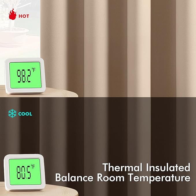 MIULEE Beige Blackout Curtains for Bedroom Living Room 96 Inches Long 2 Panels, Thermal Insulated Room Darkening Drapes Solid Grommet Top Noise Reduction Light Blocking Window Treatments 40x96 Inch