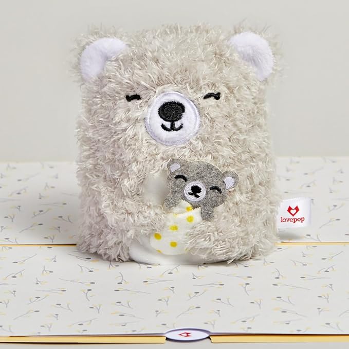 Lovepop Plushpop Soft Animal Pop-Up Card for Her and Him - 3D Bear Everyday Greeting Card for Boys, Girls, Men, Women - Love You Most - 6" x 8" Card - Gray