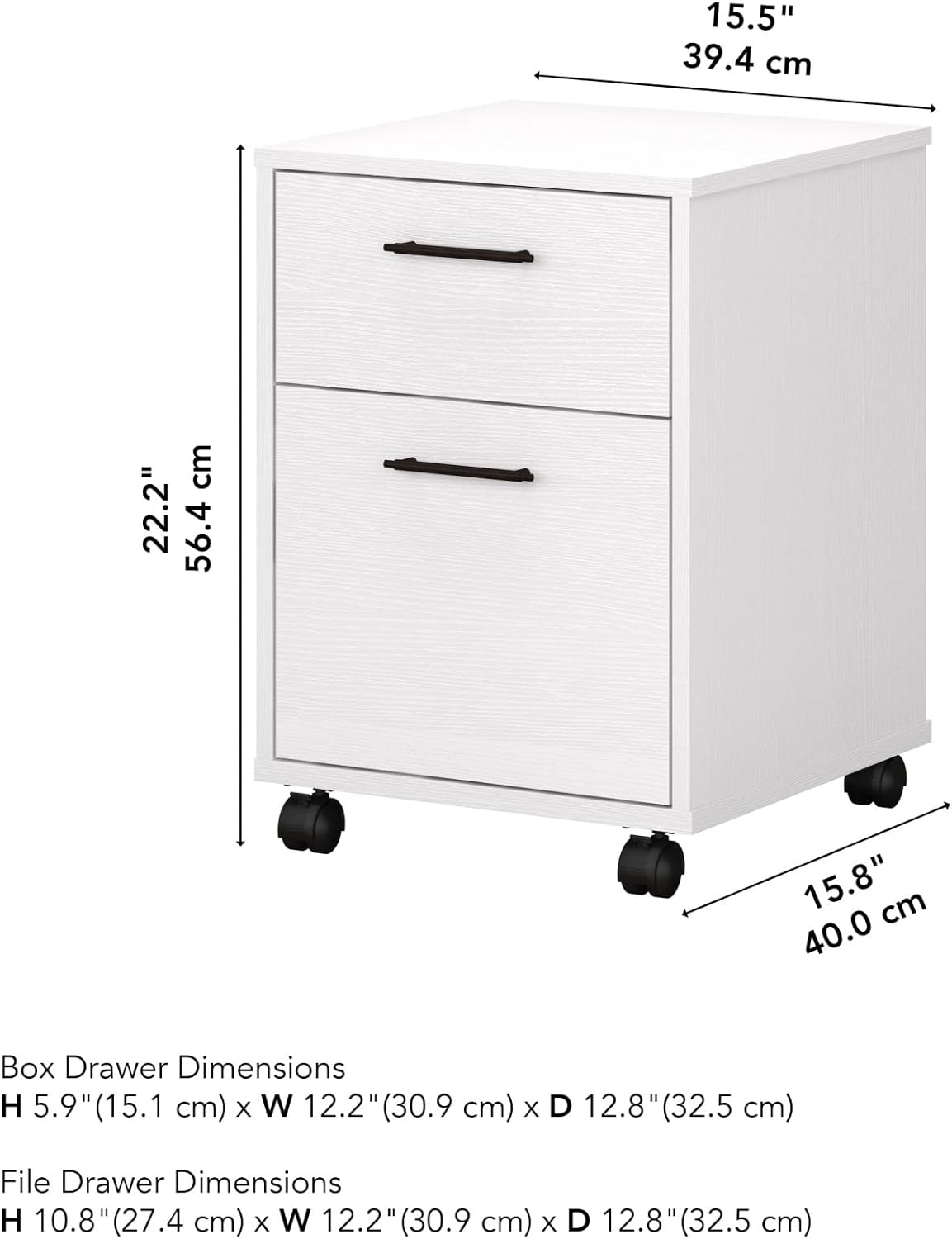 Bush Furniture Key West 2 Drawer Mobile File Cabinet, Rolling File Cabinet for Home Office