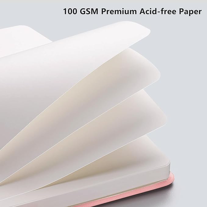 RETTACY Blank Journal Notebook, 192 Pages, A5 Medium Size (5.7'' x 8.3''), Leather Hardcover, 100 GSM Thick Paper, for Sketching, Drawing, Painting (Pink)