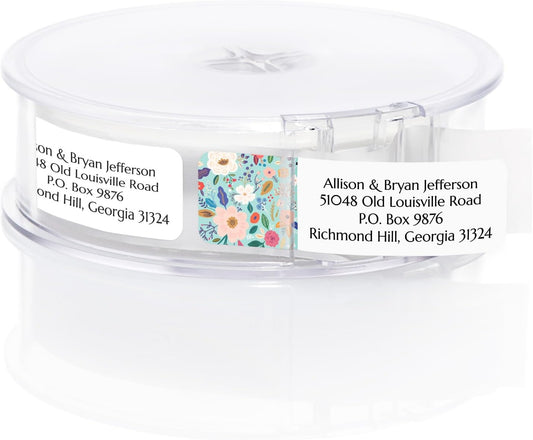 Multi-Floral Print Rolled Address Labels / 500 Personalized Return Address Labels/Designer Address Stickers in Elegant Plastic Dispenser
