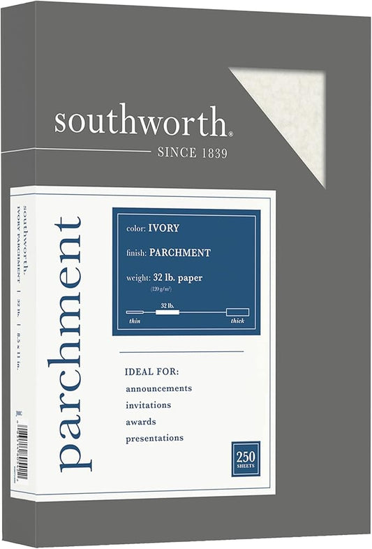 Southworth® Parchment Specialty Paper, 8 1/2" x 11", 32 Lb, Ivory, Pack Of 250