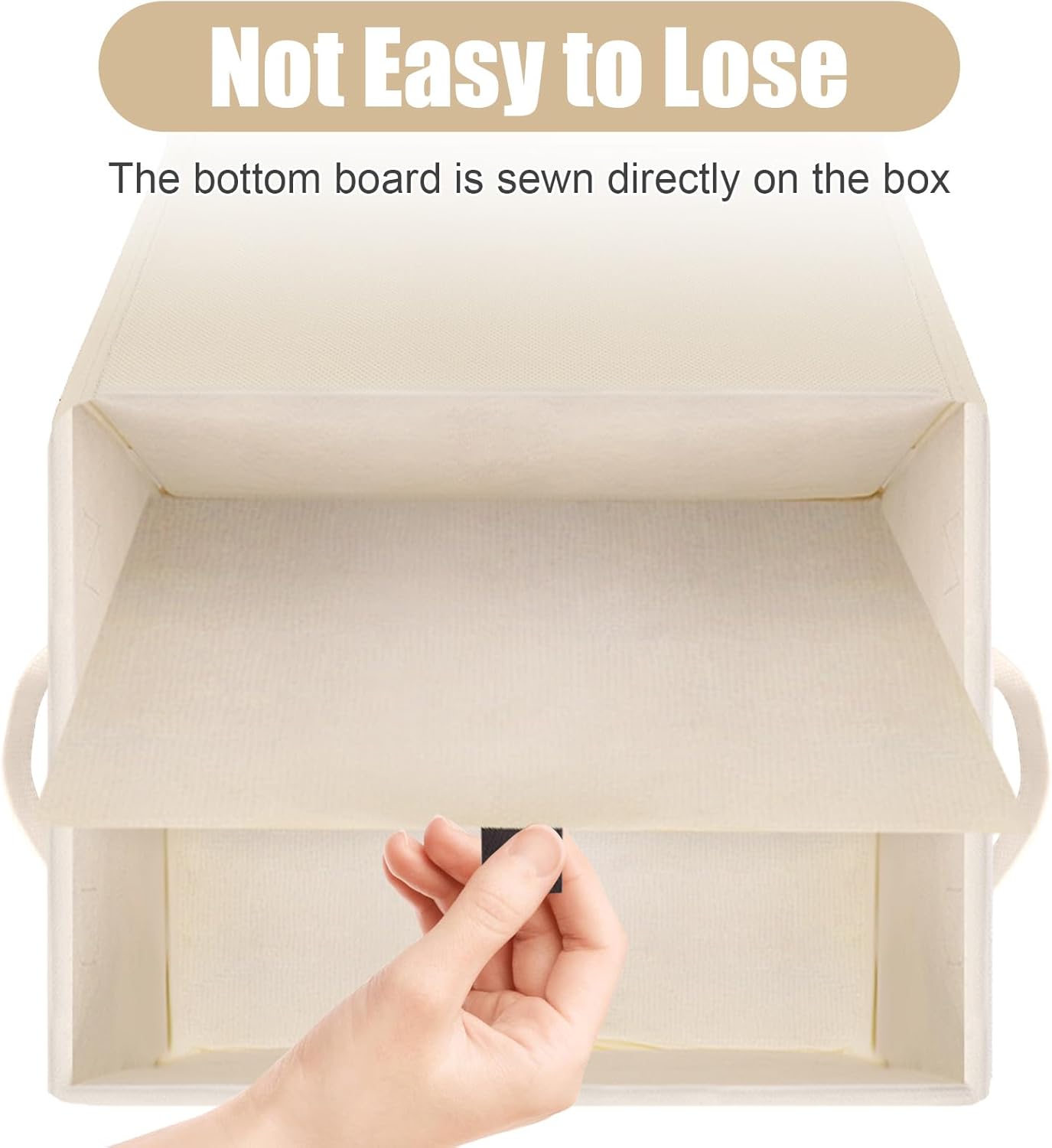 Small 8 Quart Linen Fabric Foldable Storage Bin Cube Organizer Basket with Lid & Handles, Collapsible Decorative Box Container for Home, Dorm, Closet, Beige, 10"x8"x6", 6-Pack