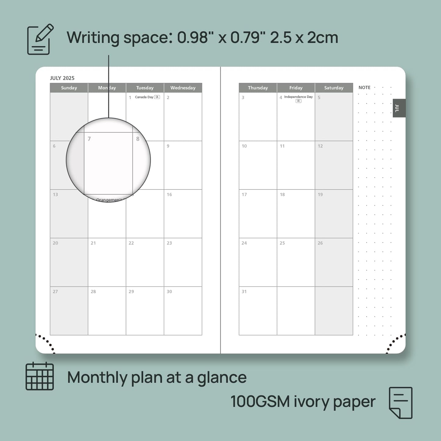 POPRUN Pocket Planner 2025-2026, (Purse Size 4''x 6.25'' Hard Cover) Academic Year Calendar Daily Weekly and Monthly (July 25-June 26) with Hourly Time Slots, 100 GSM Paper - Orange