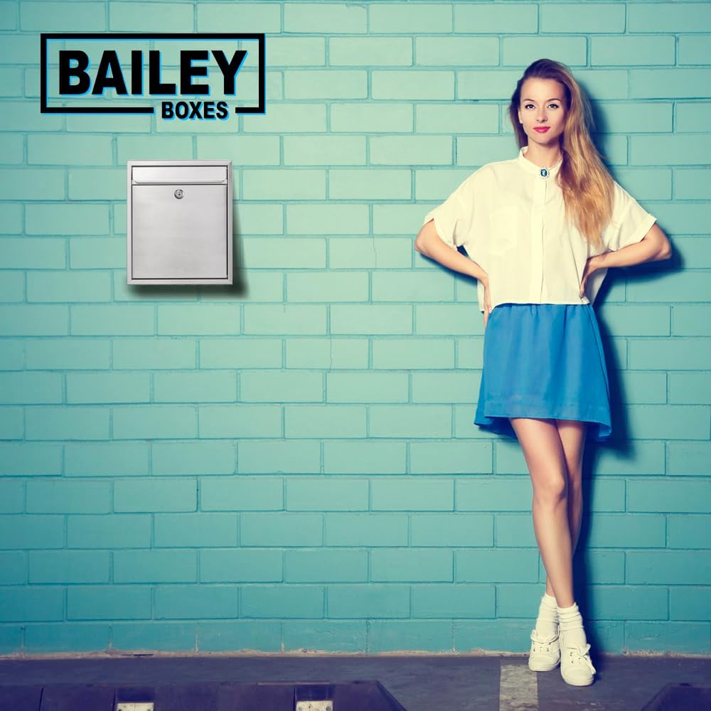 Modern Wall Mounted Locking Small Architectural Mailbox from Bailey Boxes - 12.25" H x 10.25" W x 3.5" D - The Murphy