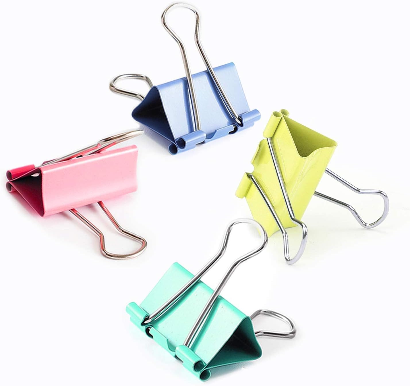 Small Binder Clips, 80 Pack, 3/4 Inch, 0.75 Inch, Standard 19mm, Mulitcolor, Metal Paper Clips, Fold Clamp, Office Clips, with Plastic Container
