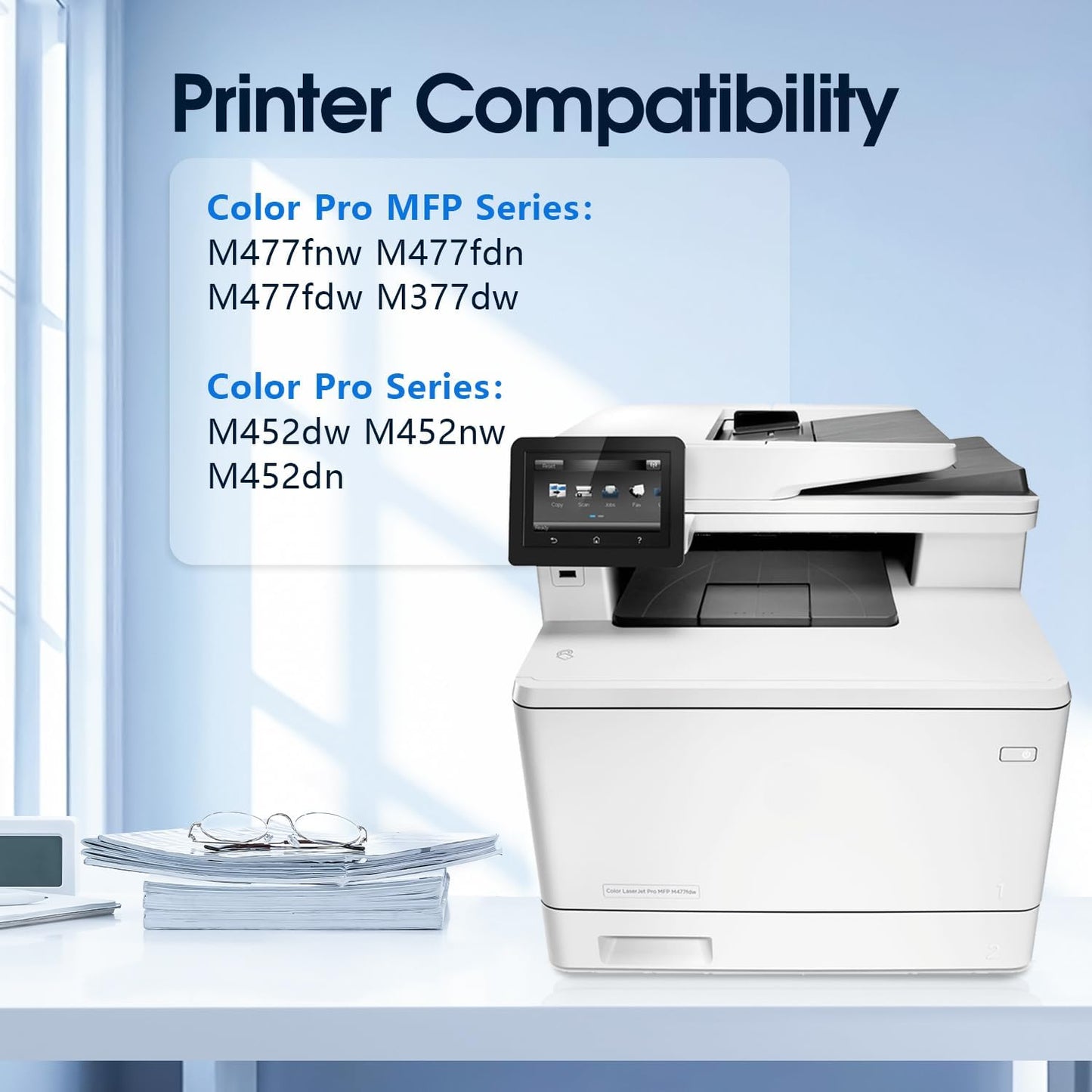 410A Toner Cartridge Replacement Compatible for 410A 410X 410 CF410A CF411A CF412A CF413A Work with Pro MFP M477fnw M477fdw M477fdn M452dn M452nw M477 Printer (4-Pack)