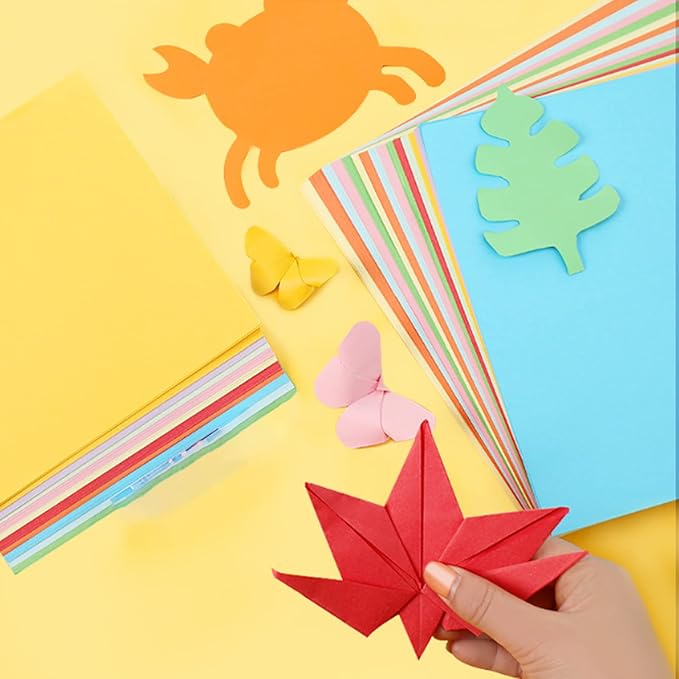 Colored Lightweight Construction Paper - A4 Origami Paper 200 Sheets Colored Paper, 20 Colors Colored Printer Paper Copy Paper, 8.3" X 11.7" Multipurpose Colored 70GSM for DIY Kids Art Craft