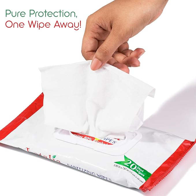 Hand Wipes | 80% Alcohol Hand Sanitizer Wipes for Hands & Face Moisturizing, Gentle, Convenient and Fragrance Free (Pack of 2, 20 Counts)