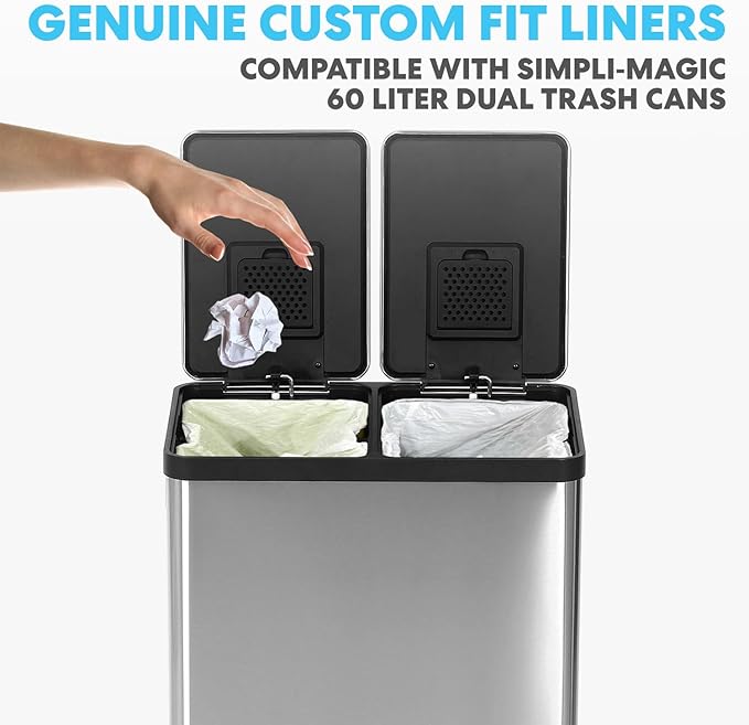 SIMPLI-MAGIC 8 Gallon Drawstring Trash Bags, 120 Pack – Tall Kitchen Garbage Bags, Custom Made with Premium Materials (White)