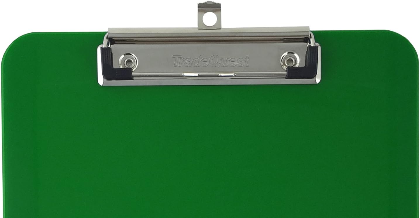 Trade Quest Plastic Clipboard Opaque Color Letter Size Low Profile Clip (Pack of 6) (Green)