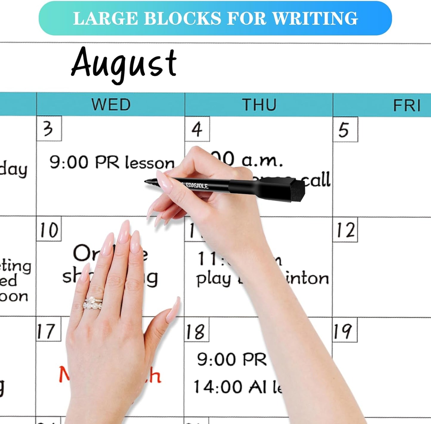 Dry Erase Calendar for Wall - 38" x 58" Extra Large White Board Calendar, One Month Undated Blank Daily Planner, Reusable Laminated 30-Day Task Organizer for Office, Classroom, Home(No Creases)