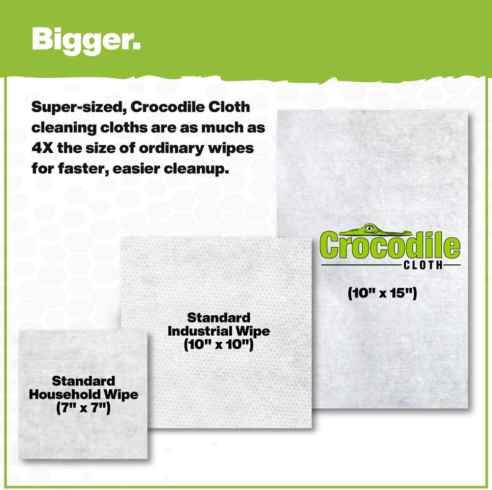Crocodile Cloth Outdoor Cleaning Wipes – 80 Count Plant-Based Cloths (15"x10"), Skin Safe, Pre-Moistened, Aloe & Vitamin E Infused, Large, Absorbent, Multi-Surface Disposable Wipes