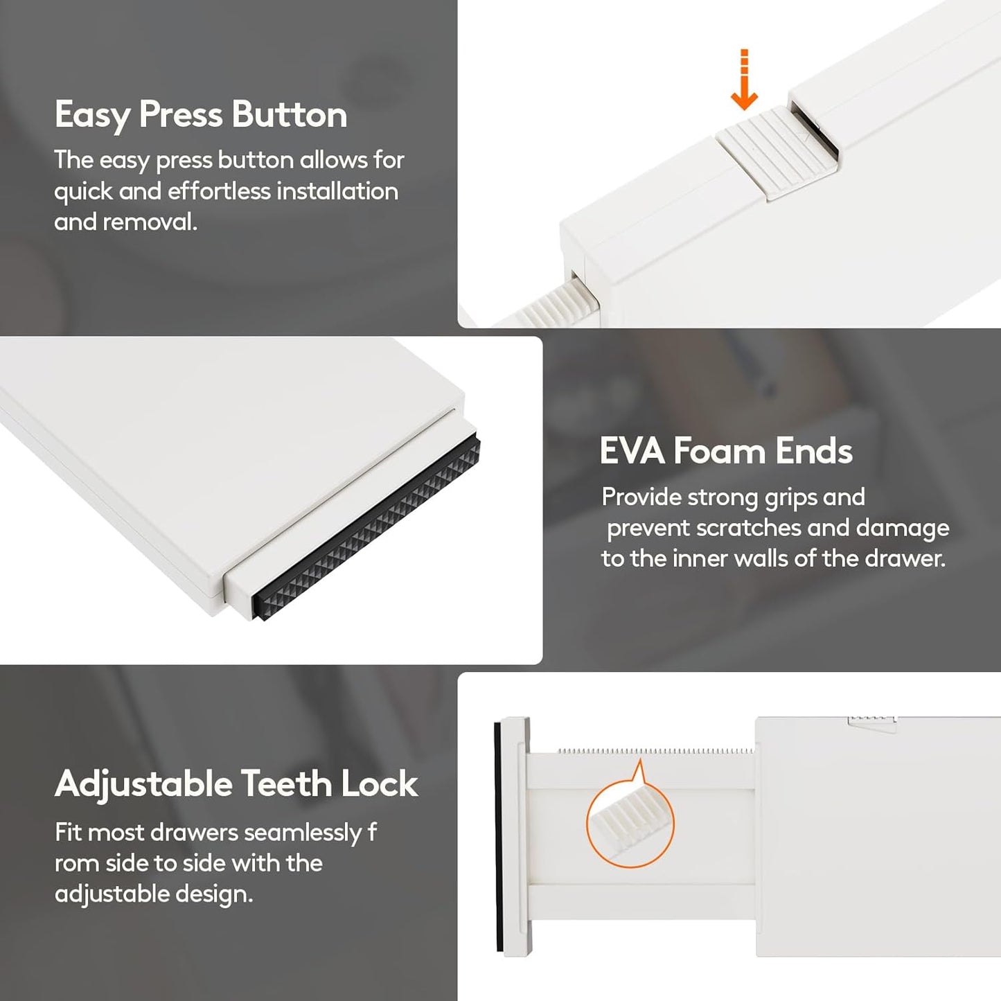 Lifewit 14 Pack Drawer Dividers 4" High, 11-17" Adjustable Drawer Organizers for Clothes, Expandable Dresser Separators in Bedroom/Bathroom/Kitchen/Fridge/Office Organization and Storage, Beige