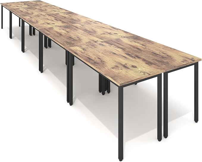 Bonzy Home Conference Tables 23ft Office Computer Desk for Meeting Room Study Writing Printer Podcast Table for 24 People Rustic Brown 10PCS 275.5"x47.2"x29.5"