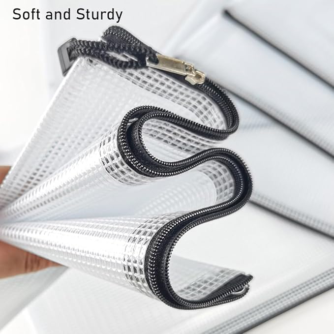 D-KINGCHY 24Pcs Zipper Storage Bags, Plastic Mesh Zippered Pouch for Organization, Waterproof Versatile Bags for Office Supplies School Travel