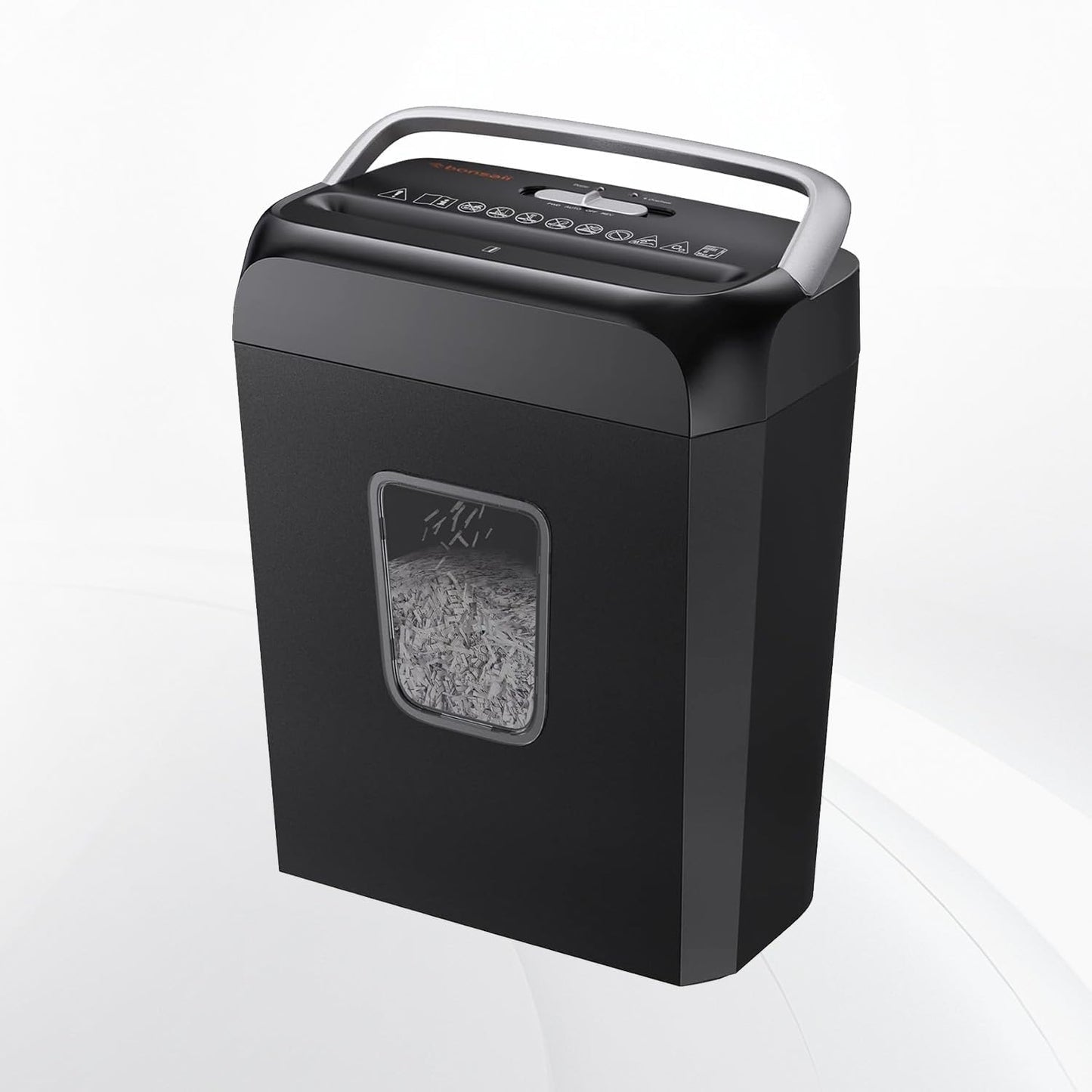 Bonsaii Paper Shredder for Home Office, 6-Sheet Cross-Cut, Shreds Paper, Credit Cards, Mail, Staples & Clips, 3.4-Gallon Clear Bin with Handle