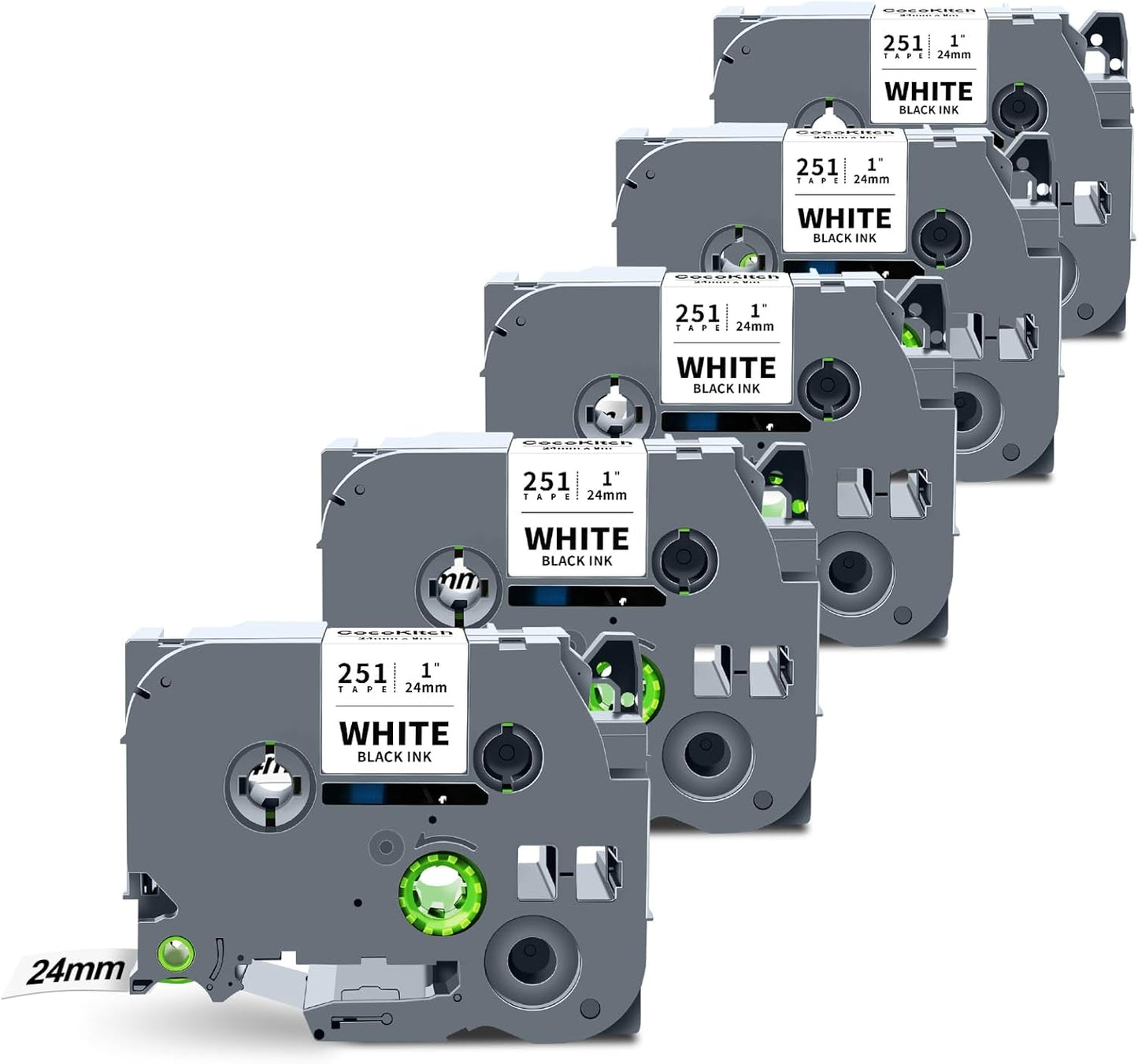 5-Pack TZe-251 TZ Tape 24mm 0.94 Laminated White Compatible for Brother P Touch Label Tape TZe 251 TZe251 TZ-251 for Ptouch PT-D600 PT-D610BT PT-D600VP PT-P710BT PT-P700 Label Maker, 1 Inch x 26.2 Ft