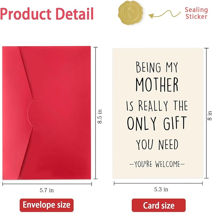 Funny Birthday Card for Mom Grandma, Sweet Mother Birthday Card Gift from Son Daughter, Happy Mom Birthday Card Gift, Birthday Day Gift Idea for Mom Her Women, Funny Mother's Day Card