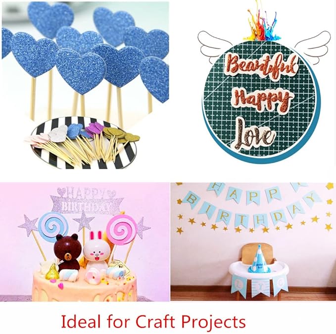 Baisunt 20 Sheets Rose Red Glitter Cardstock Paper for DIY Art Project, Scrapbook, Birthday Wedding Party Decoration 250GSM(8x12 In, Non Adhesive)