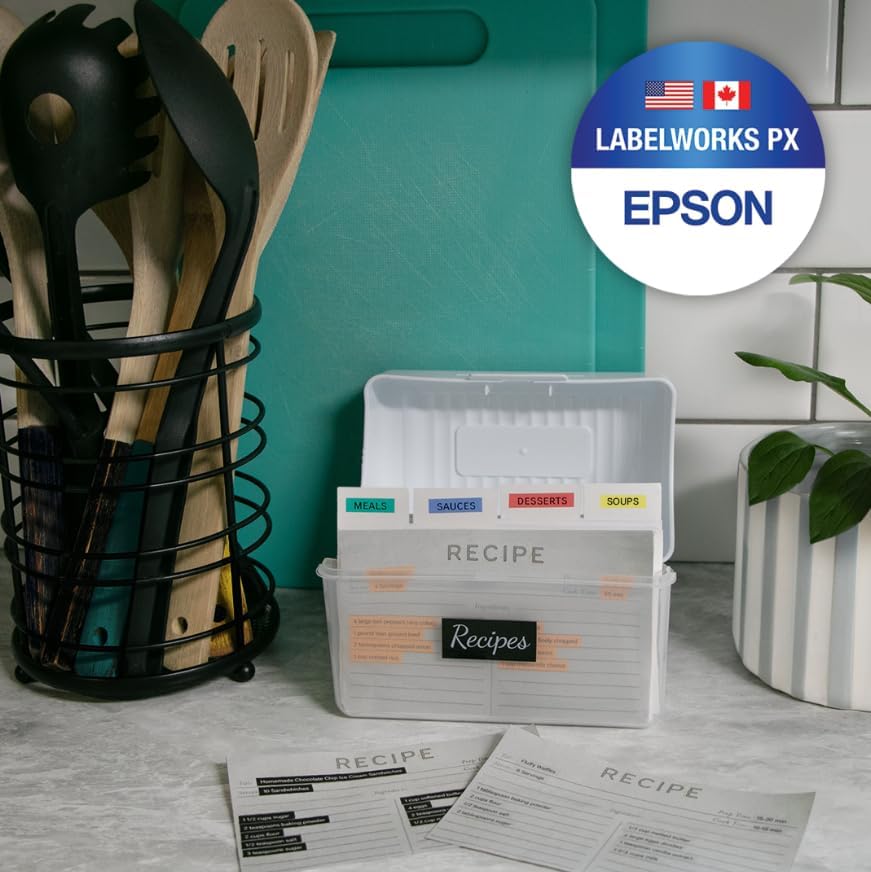 Epson LABELWORKS 218BMRPX Genuine PET (Polyester) Tape Cartridge - Black on Matte Red Designer Craft Label Maker Tape - 3/4" (18MM) Wide, 26'