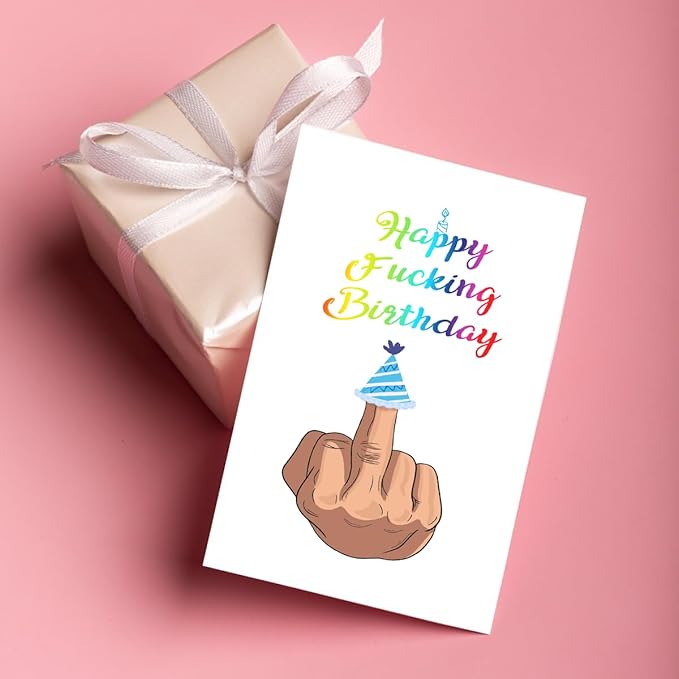 UUEFKTN Naughty Middle Finger Birthday Card, Funny Birthday Cards Gift for Husband Wife Boyfriend Girlfriend's Birthday, Inappropriate Birthday Card for Men Women Him Her