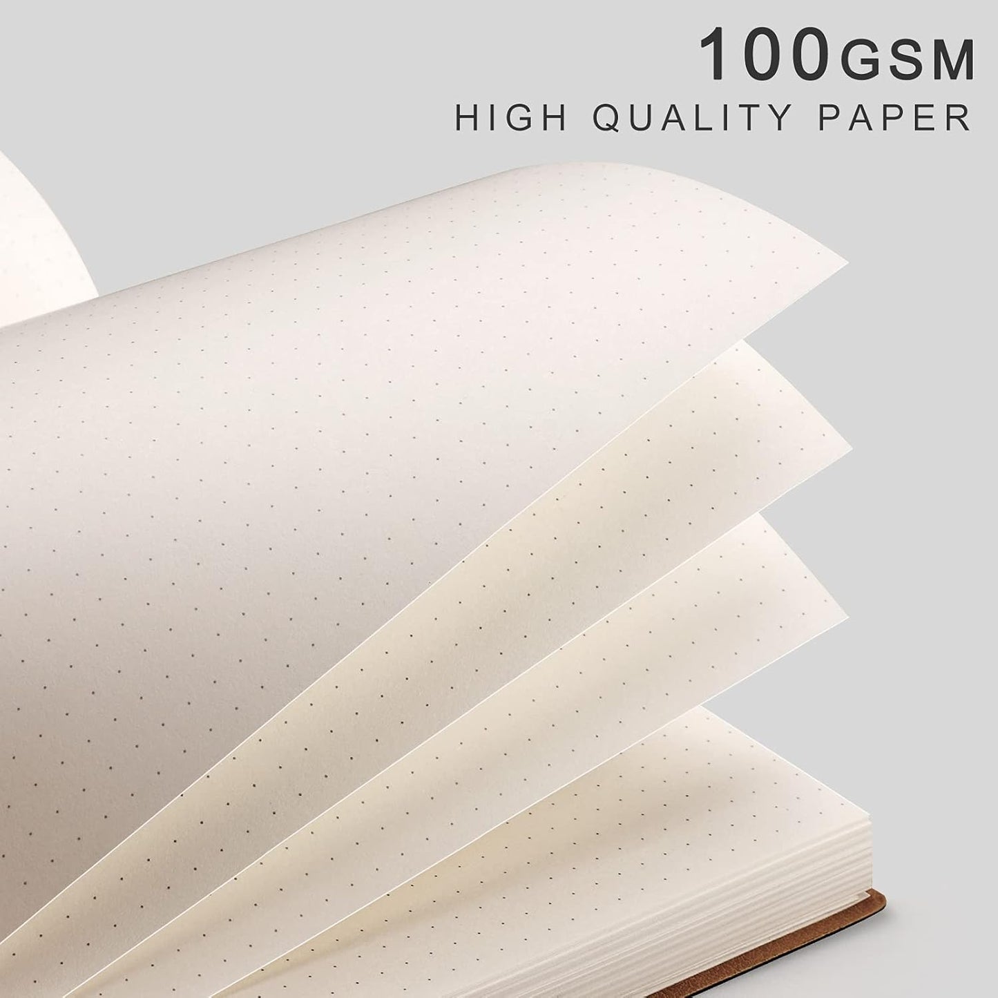 EMSHOI Dotted Journal Bullet Notebook, B5 Large Softcover Leather Journal, 192 Numbered Pages 100gsm Thick Dot Grid Notebook for Drawing Women Men Work School Supplies, 7.48"x10.15"-Black