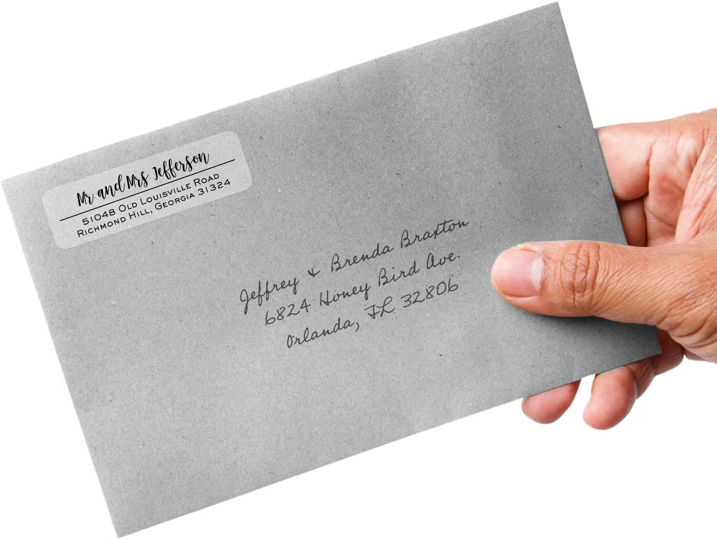 Clear Mixed Font Rolled Address Labels / 250 Personalized Return Address Labels/Designer Address Stickers in Elegant Plastic Dispenser