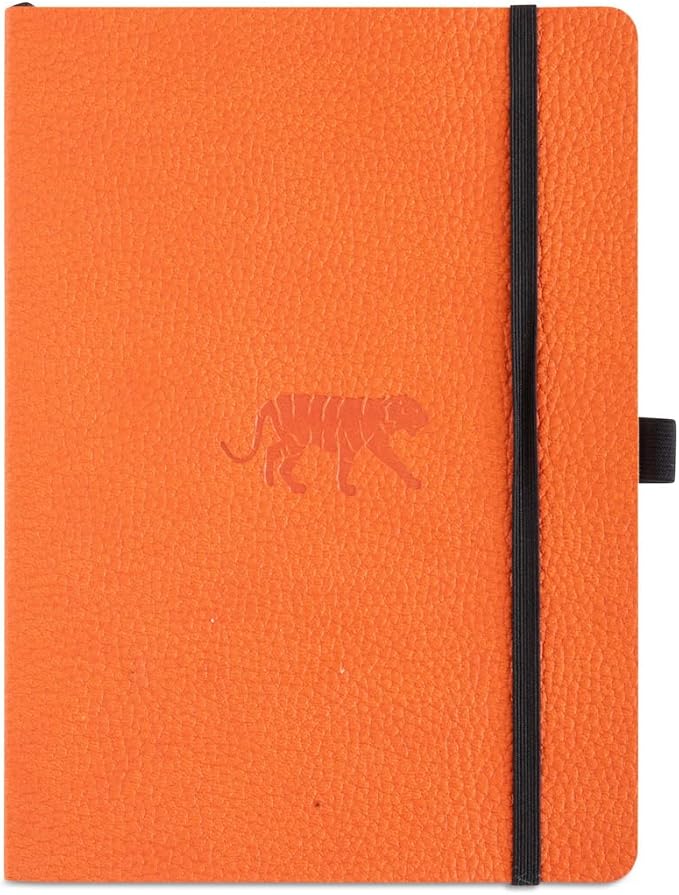 Dingbats A5+ Wildlife Notebook Journal Softcover, Cream 100gsm Ink-Proof Paper, 6 x 8.3 inches, 112 pages (Orange Tiger, Lined Format)