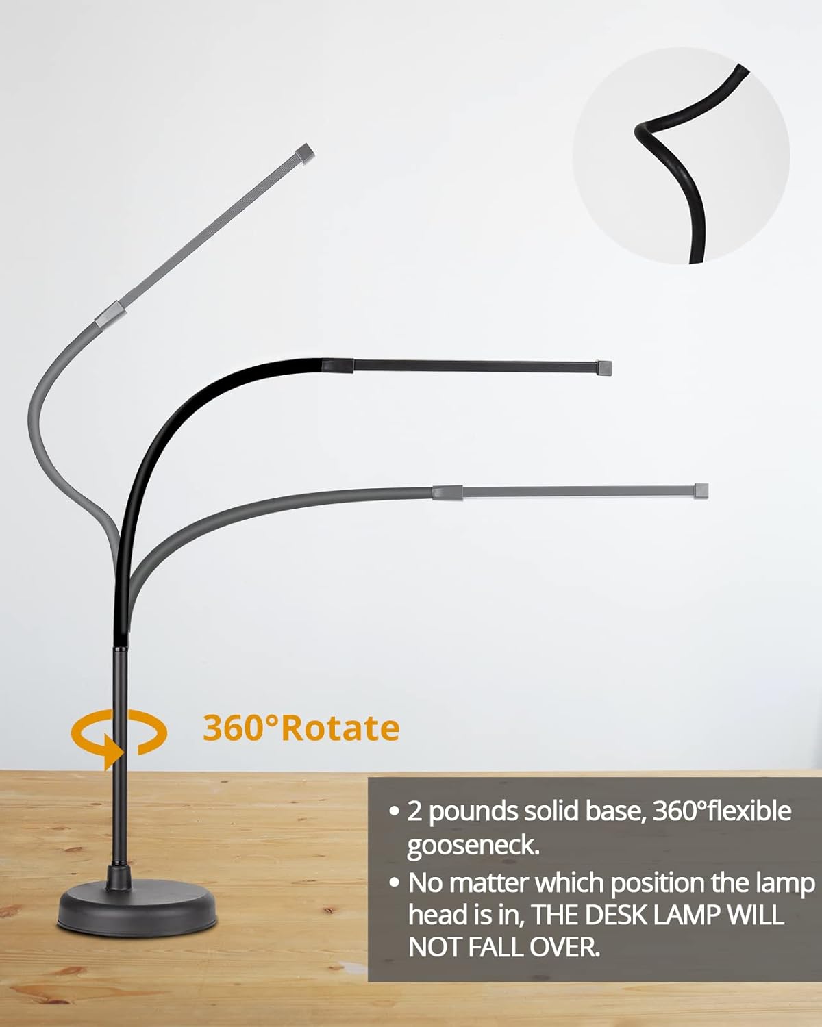 LED Desk Lamp, Swing Arm Architect Task Lamp with Long Flexible Gooseneck, 3 Color Modes, and USB Adapter, Dimmable Desk Light for Home/Office/Drafting/Reading/Piano