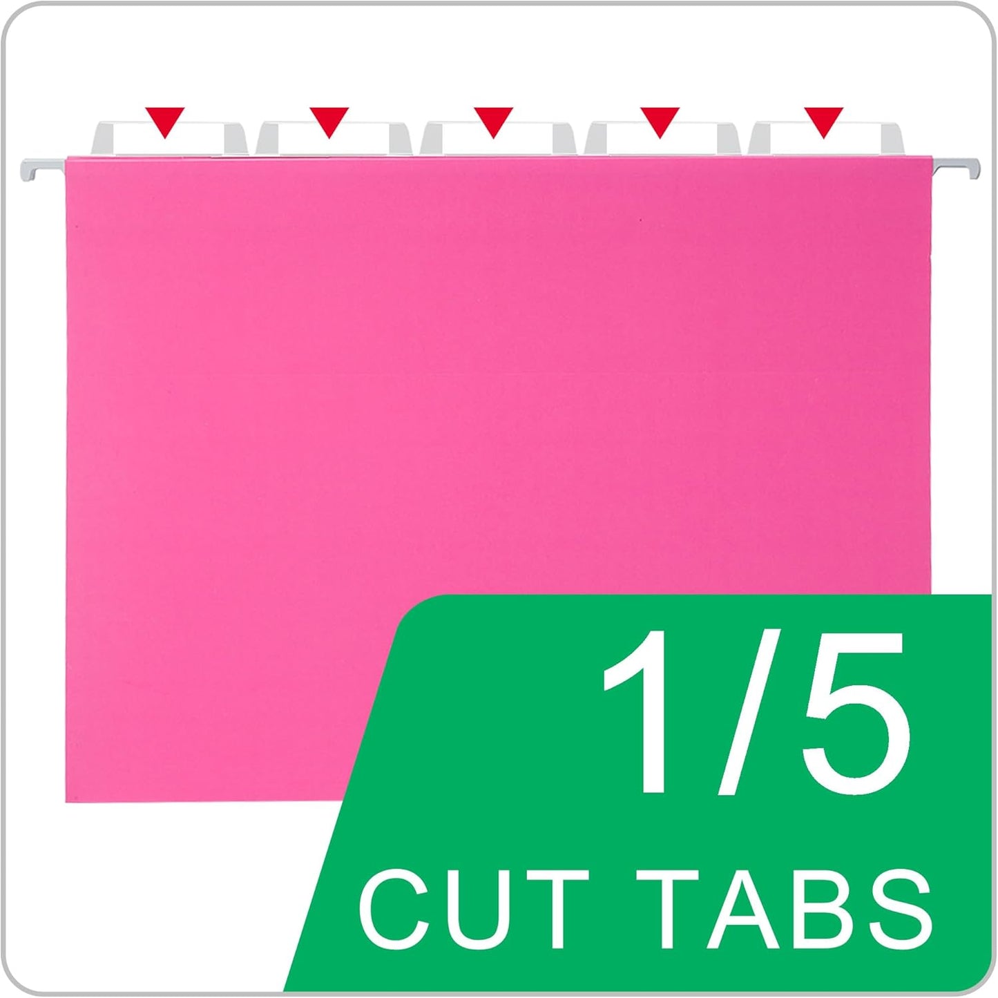 Pink Hanging File Folders,25 Packs Letter Size File Folder,Designed for Bulky Files,Filing Cabinet,1/5 Adjustable Tabs for Office,School,Home