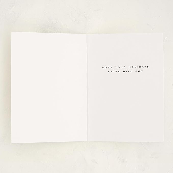 Minted Tinsel Tree Christmas Cards, 8 Cards with Envelopes, Folded 5x7 Holiday Card with Elegant Christmas Tree, Hanging Tinsel & Lights Design, Gold Foil-Pressed, Luxurious Paper, Interior Message