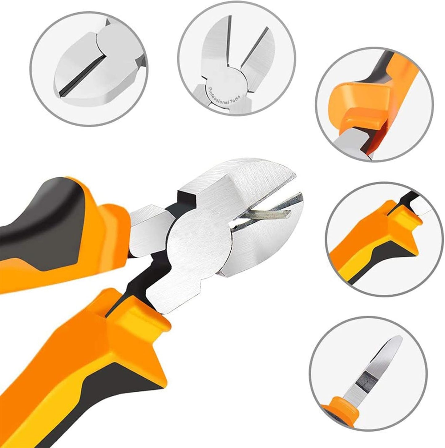 BOENFU Wire Cutter for Artificial Flowers and Crafts, 6 inch Side Cutters Chicken Wire Cutters Heavy Duty Diagonal Cutting Pliers Wire Clippers, Orange