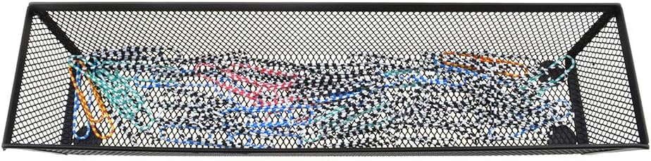 HAHIYO Stackable Mesh Tray Cup 12 x 3 x 2 inches Sturdy Container for Desk Drawer Organizer Collection for Home Office School kitchen Soft Foam Feet No Sharp Edges 2 Pack Black