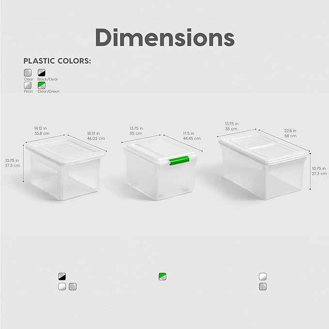 IRIS USA File Box, Plastic File Organizer with Lids for Letter/Legal File, Portable Document Box For Moving, Storage Bin with Durable and Secure Lid, Stackable Nestable BPA-Free, Black 35 Qt. 4 Pack