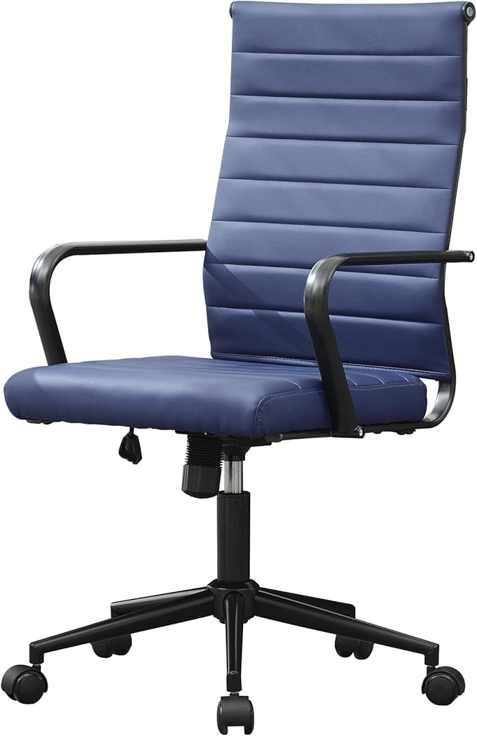 Okeysen Office Desk Chair Conference Room Chairs Modern Ergonomic Executive Swivel Chair Adjustable Height PU Leather Home Desk Chairs with Armrests Comfy Computer Task Chairs with Wheels (Navy Blue)