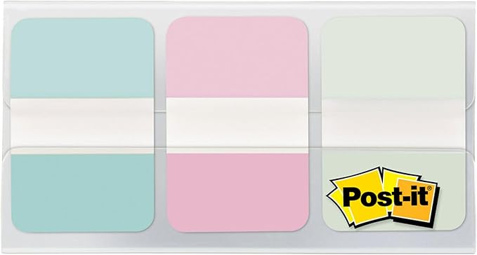 Post-it® Pastel Color Tabs, Gradient Blue, Pink, Clear, 36 Tabs/Pack