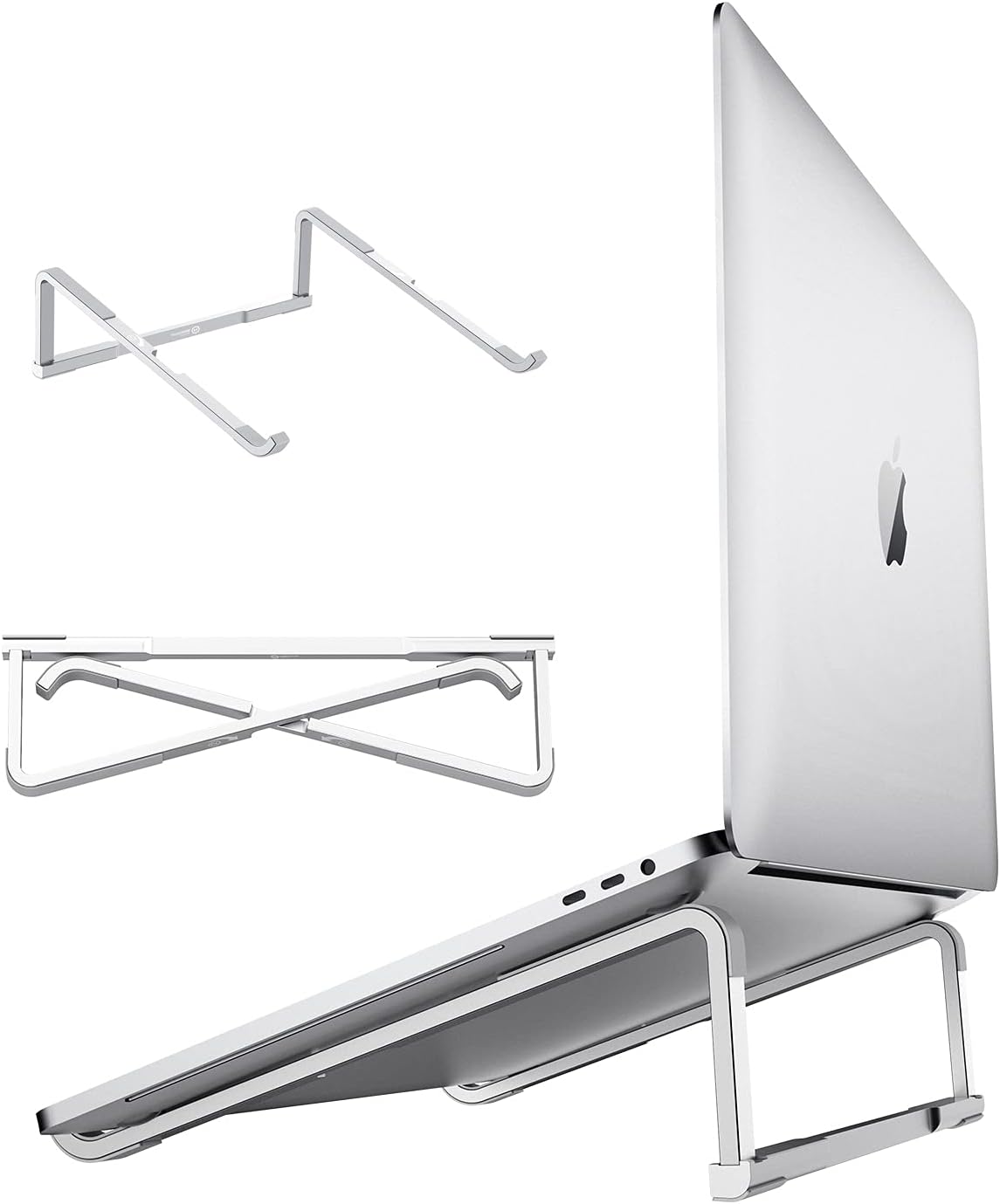 WixGear Laptop Stand for Desk - Foldable, Lightweight Aluminum Laptop Riser Holder, Portable Stand for 10-15.6” Laptops, Prevents Overheating with Non-Slip Rubbers, Travel-Friendly, Ergonomic Design