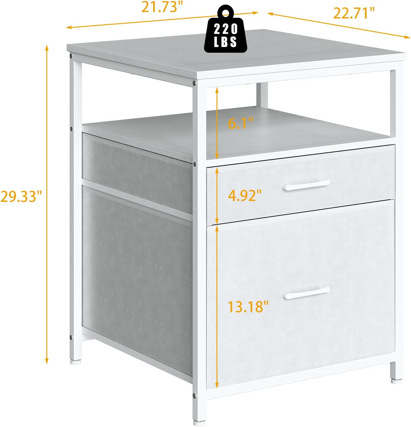 Mini Fridge Stand with 3 Storage, Mini Fridge Cabinet, Beverage Fridge Table, Heavy Duty 21.3" L* 22.7" W Tabletop, for Dorm, Apartment,Office, Bedroom White HB01BXW
