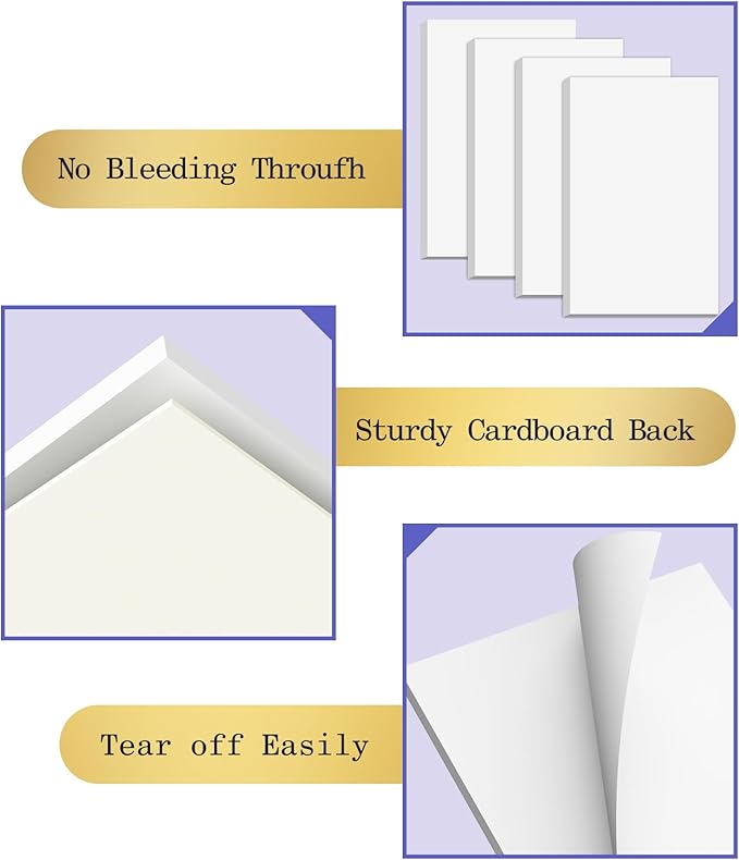 Notepads 3x5, 6 Pack Small Note Pads, Server Note Pads, Scratch Pads 3x5, Memo Pads White Paper, 50 Sheets per Blank Note pads 3x5, Small Writing Pads Pocket Notepads for Office School Home Supplies