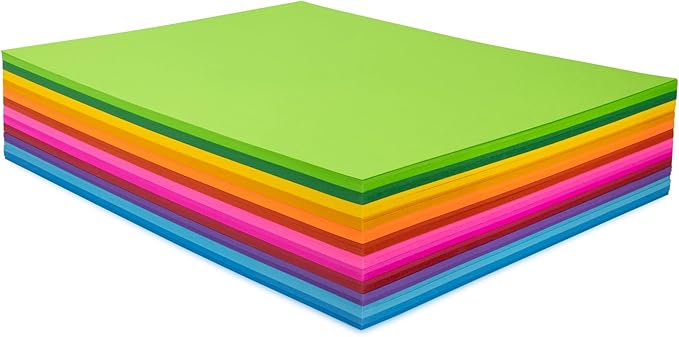 Hygloss Bright Colored Cardstock - 8.5x11-Inch, 12 Assorted Colors, 96 Sheets, 65 lb/ 176 gsm, Fade-Resistant, Acid-Free Color Card Stock Paper