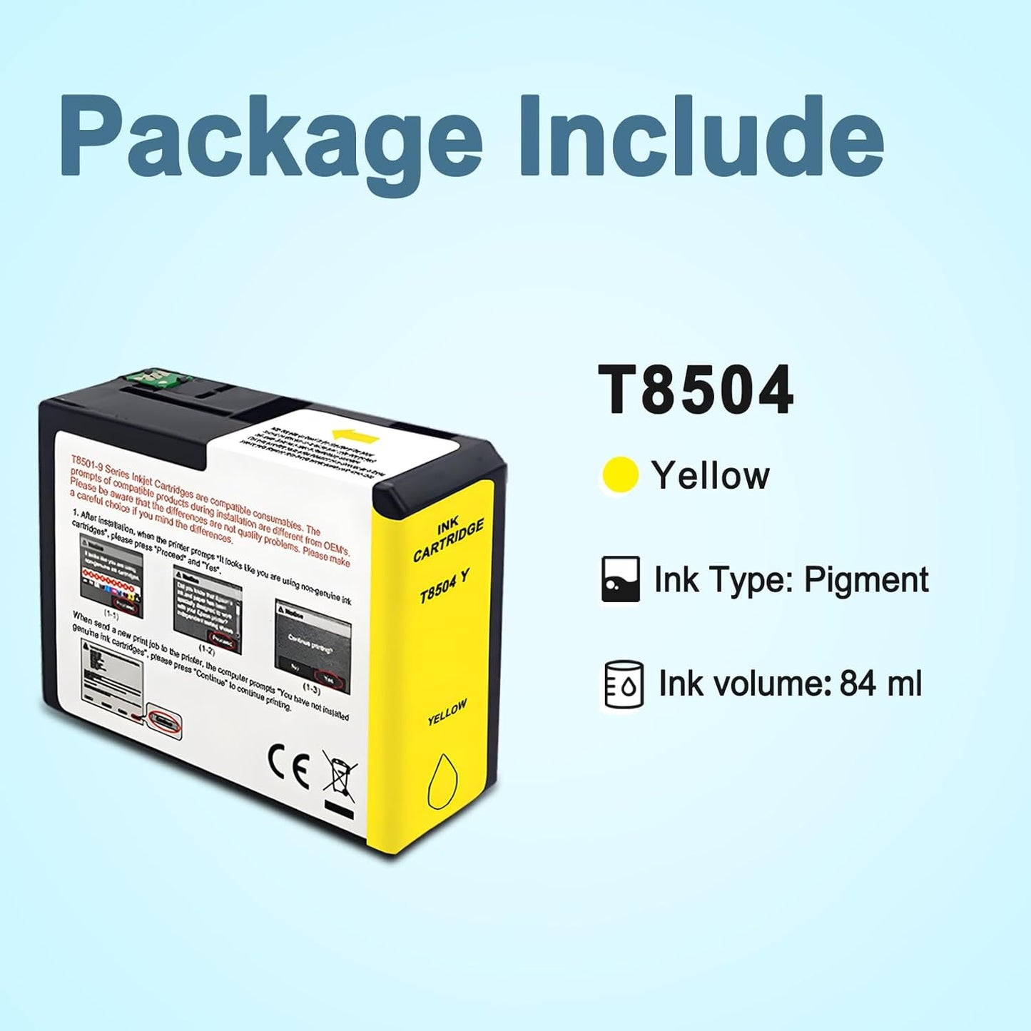 T850 Ink Cartridge T8504 T850400 Remanufactured Work for SureColor P800 (1-Pack, Yellow)
