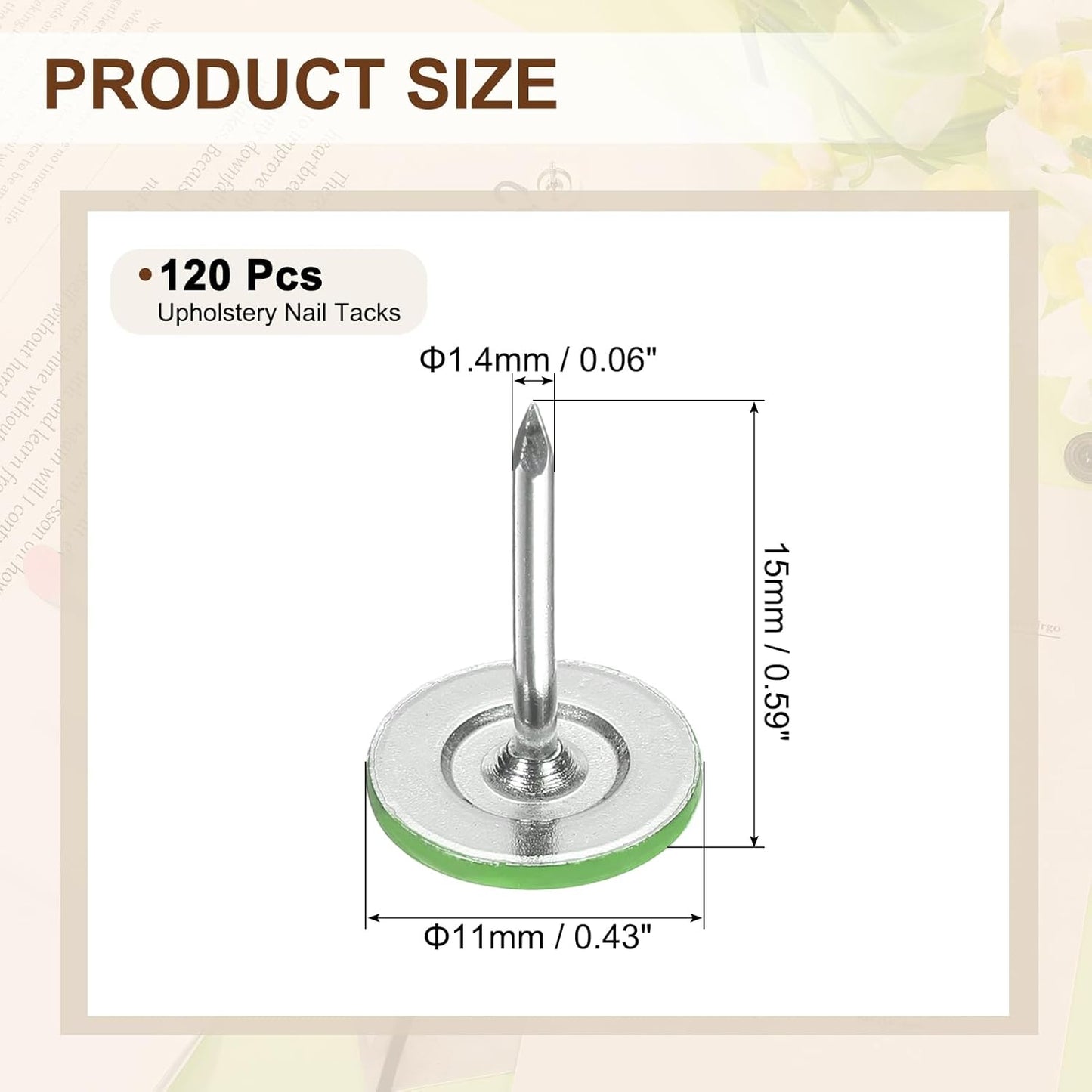 uxcell 120Pcs Push Pins, 11mmx15mm Round Flat Head Decorative Thumb Tacks Upholstery Tacks for Cork Board Office Wall Hangings, Green